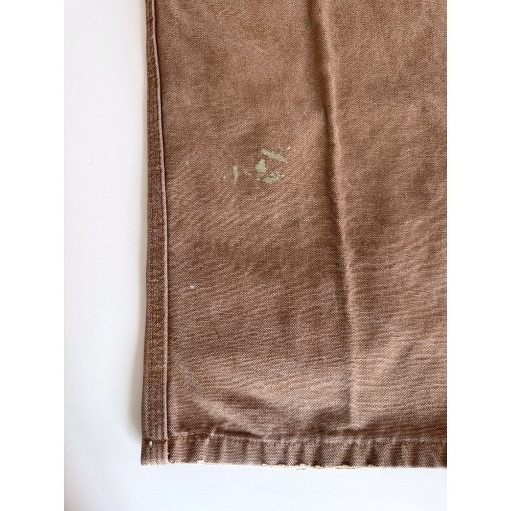 Carhartt R08 BRN Brown Duck Double Knee Bib Overalls Distressed Paint 32x30 Mens - Picture 13 of 13